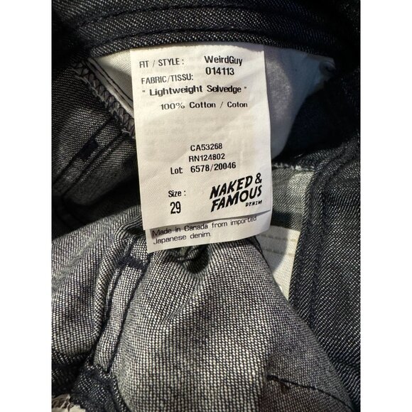 Naked & Famous Denim Weird Guy Fit Men's Jeans – Size 29 - Picture 5 of 5